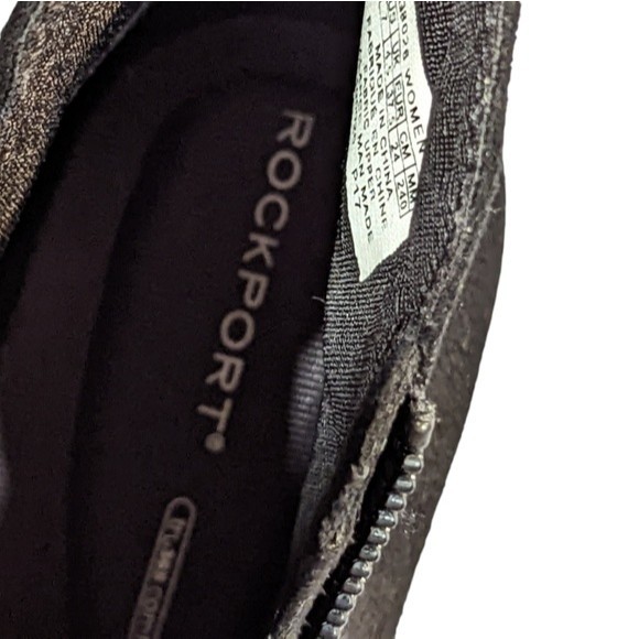 Rockport Black Micro Suede Ankle Boots Size 7 Block Heel Side Zip Closure Gail - Picture 11 of 16